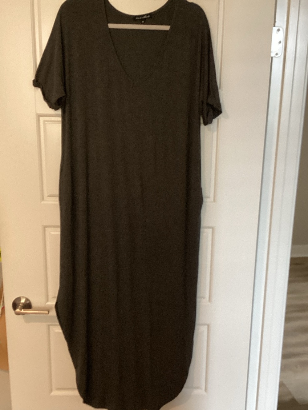 White Mark grey  Maxi Dress V-Neck pockets